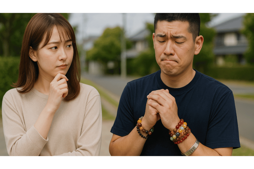 ダサく見える数珠のつけ方・NG例