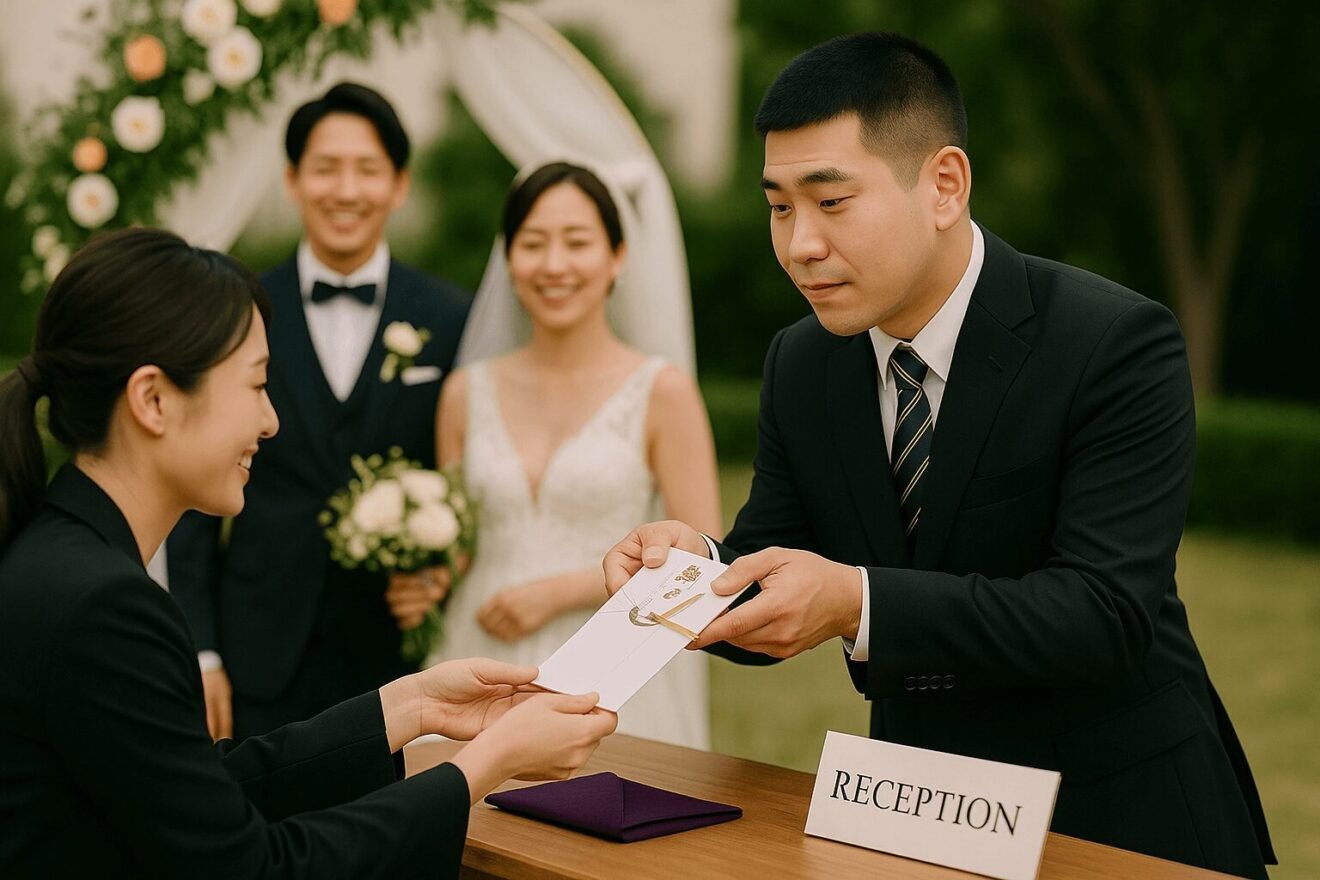結婚式の受付でのやり取り